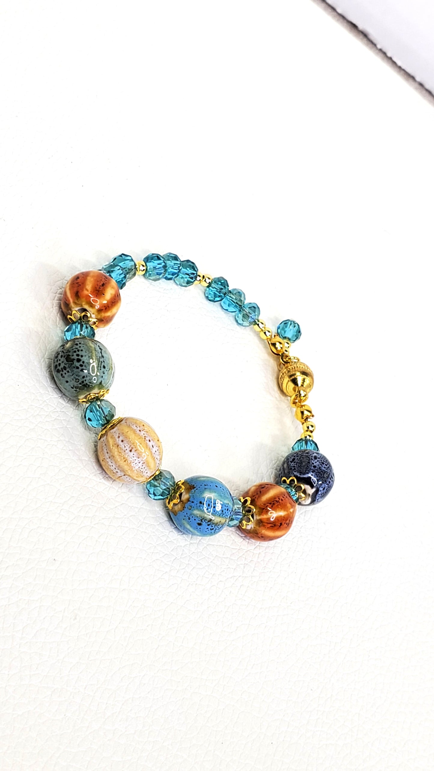 Pumpkin Charm and Crystal Fall Beaded Bracelet, Bracelet with Pumpkin Charms Crystal Bracelet