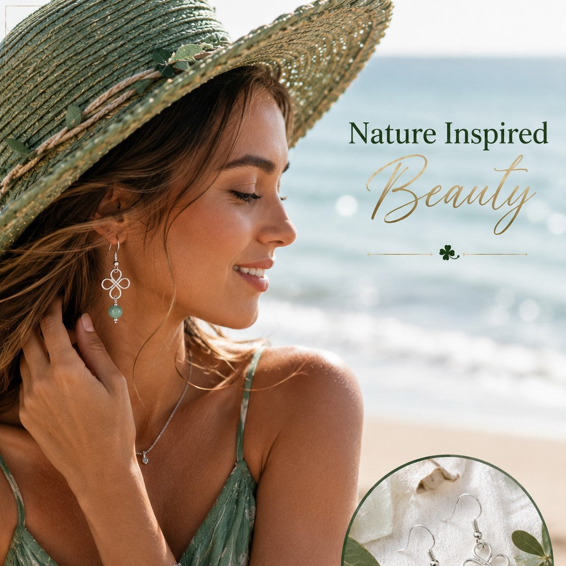 Green Jade Clover Earrings