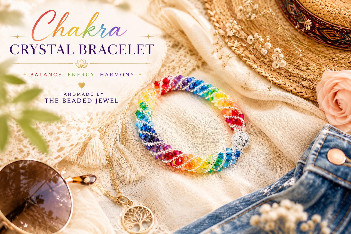 Rainbow Spiral Rhinestone Crystal 7 Chakra Statement Bracelet, Statement Jewelry, Crystal Bracelet, Handmade Chakra Bracelet