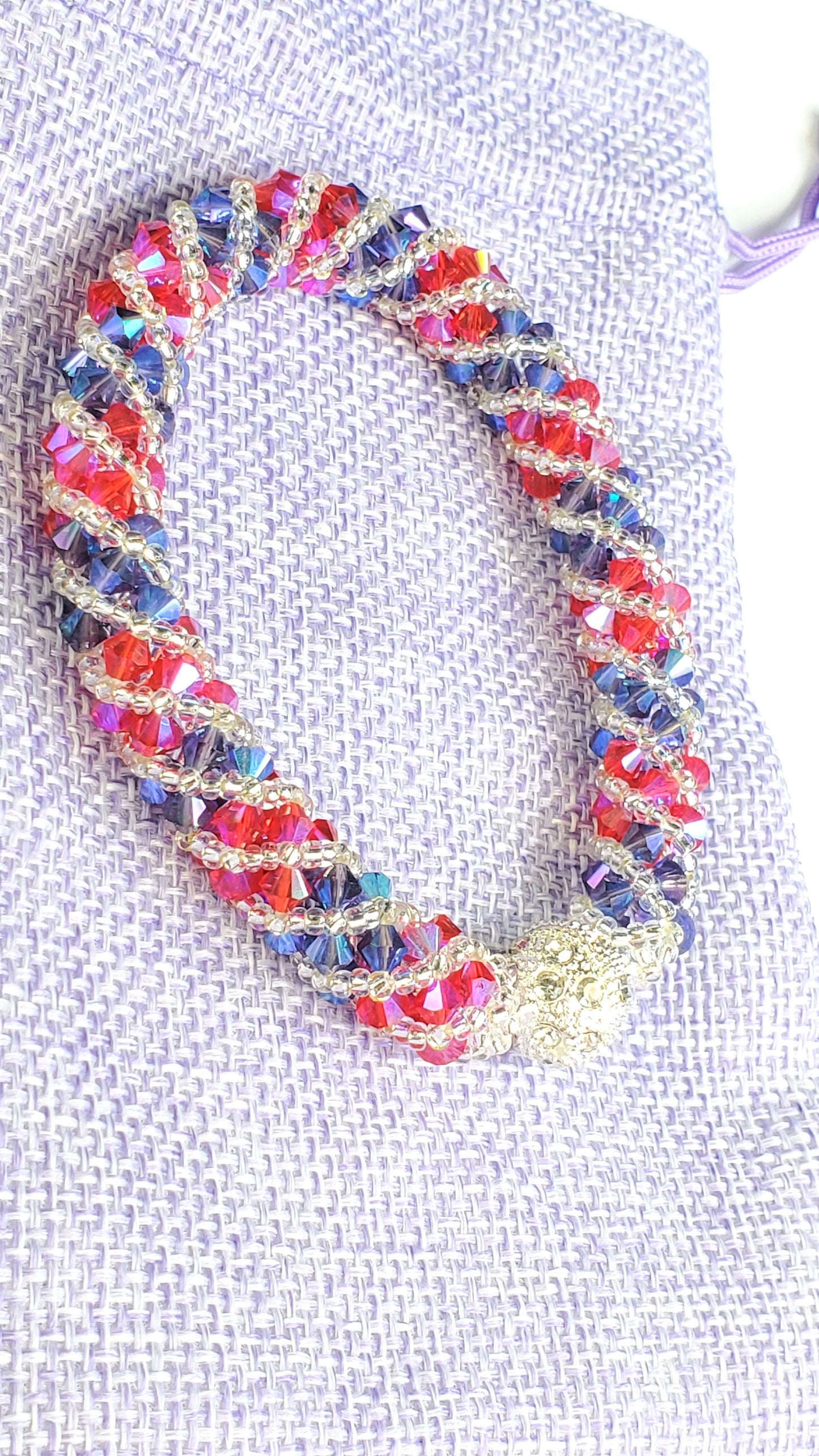 Purple and Fuchsia Bracelet Crystal Bracelet Beaded Bracelet