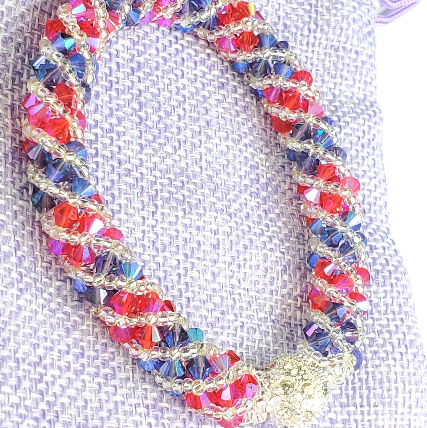 Purple and Fuchsia Bracelet Crystal Bracelet Beaded Bracelet