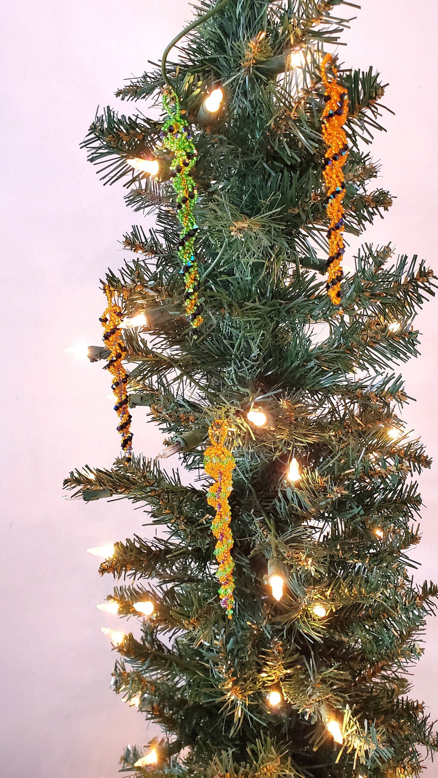 Halloween Crystal Spiral Icicle Tree Ornament Crystal Beaded Ornament Fall Decor