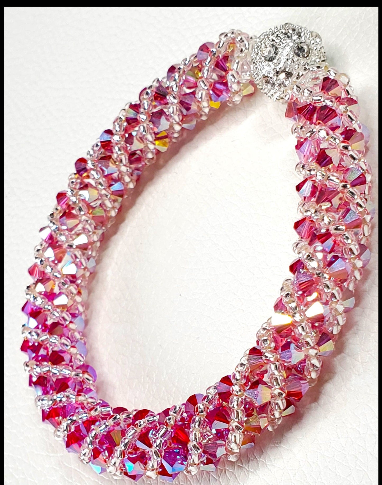 Shades of Pink Crystal Bracelet Preciosa Crystal Spiral Bracelet