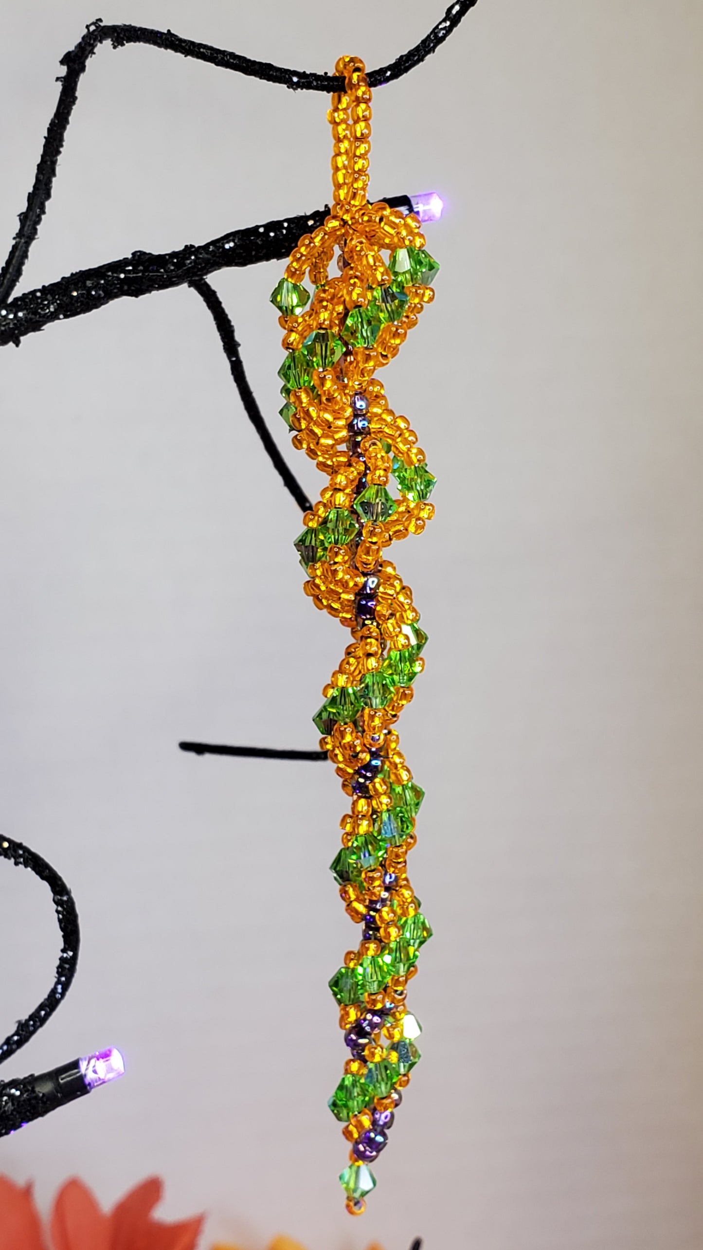 Halloween Crystal Icicle Tree Ornament Crystal Icicle Ornament Icicle Beaded Tree Ornament Spiral Tree Ornament Fall Decor