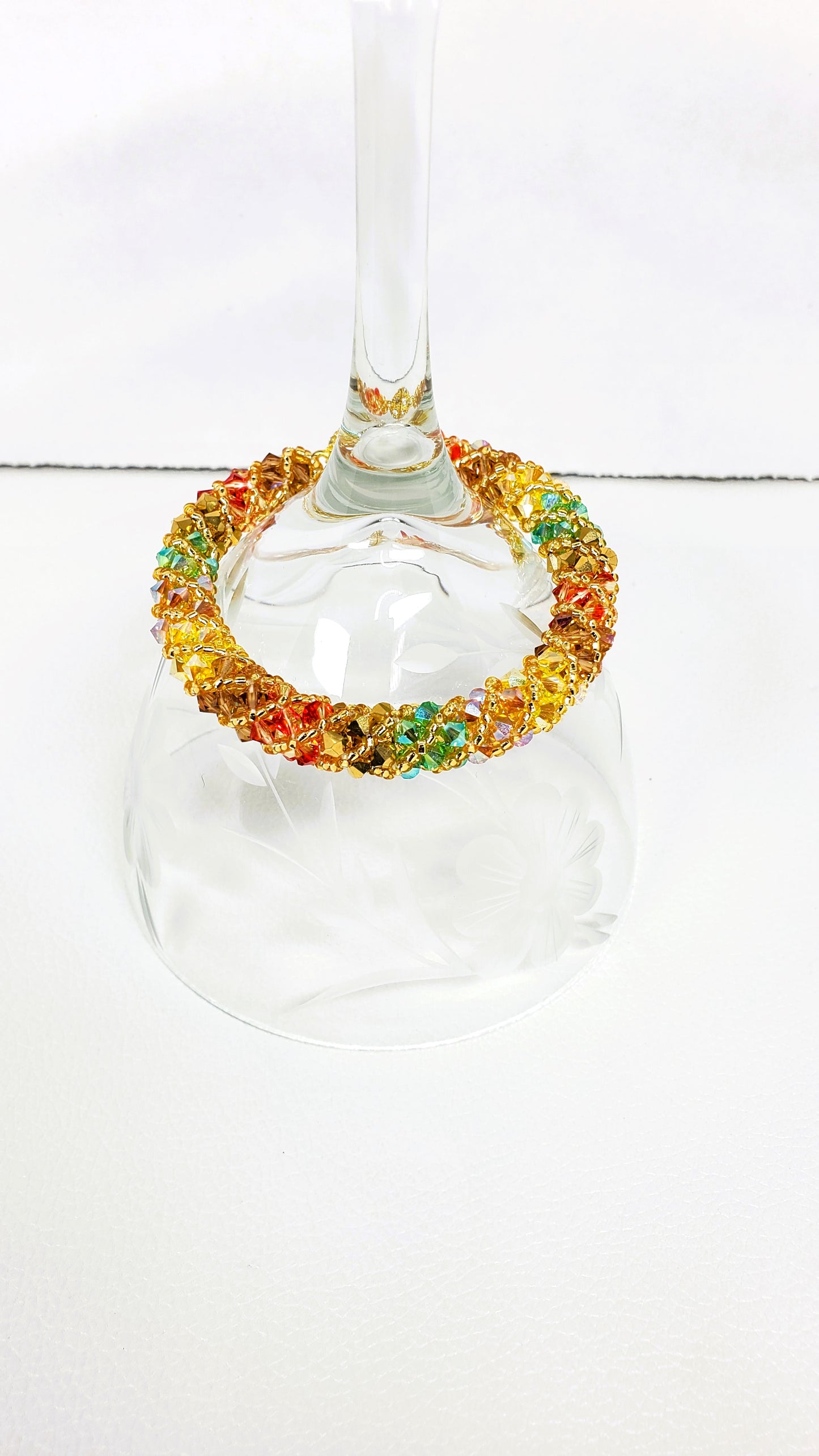 Handmade Autumn Bracelet – Colorful Crystal & Rhinestone Jewelry – Fall Accessory - Colorful Fall Jewelry - Crystal Beaded Jewelry