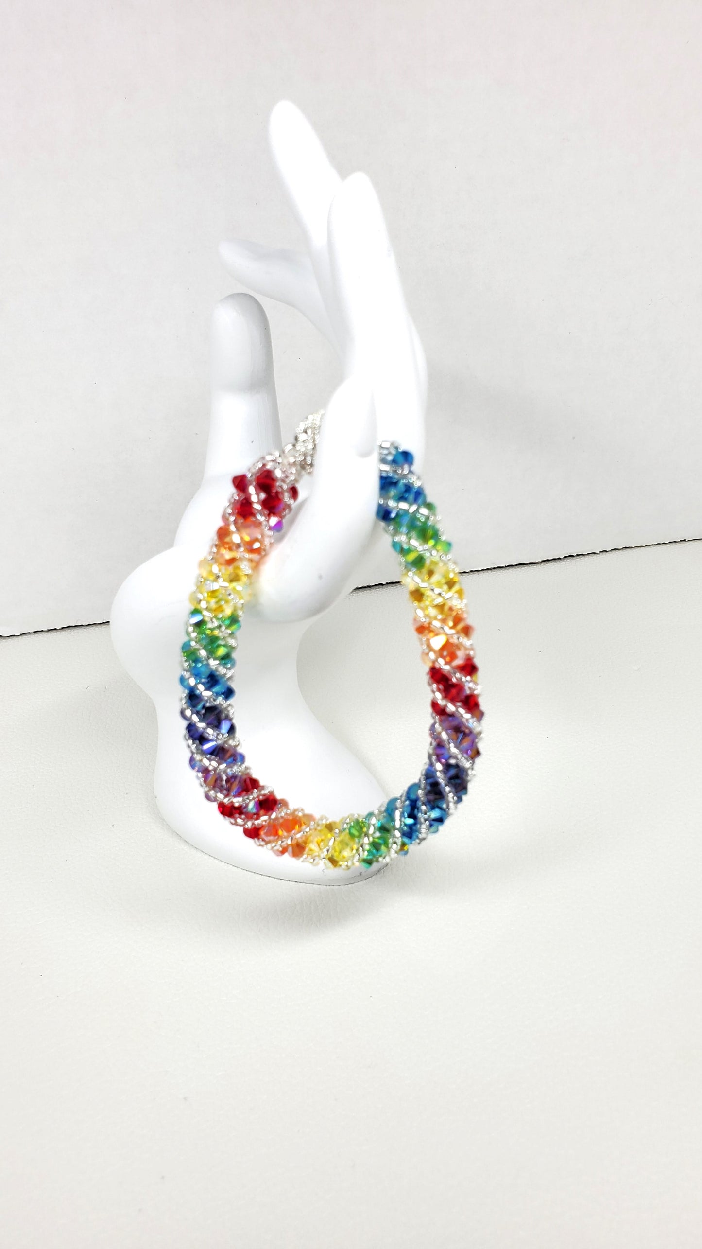 Rainbow Spiral Rhinestone Crystal 7 Chakra Statement Bracelet, Statement Jewelry, Crystal Bracelet, Handmade Chakra Bracelet