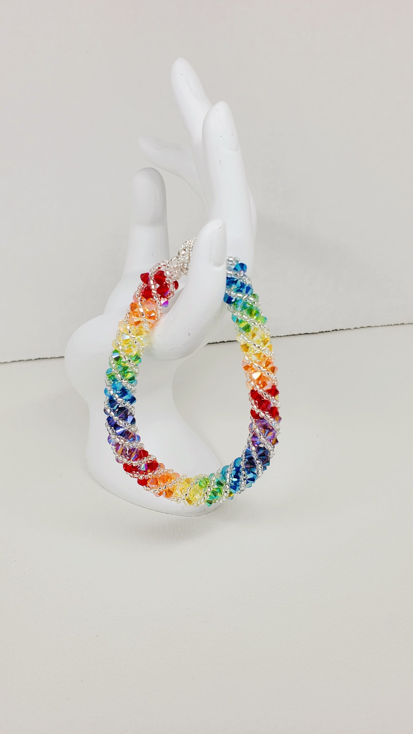 Rainbow Spiral Rhinestone Crystal 7 Chakra Statement Bracelet, Statement Jewelry, Crystal Bracelet, Handmade Chakra Bracelet