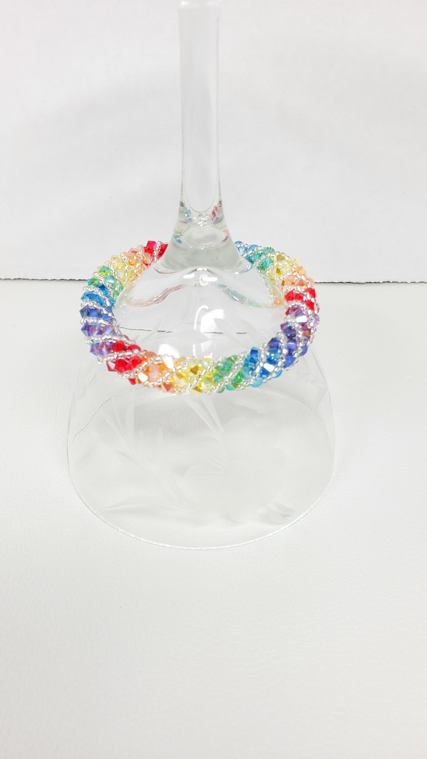 Rainbow Spiral Rhinestone Crystal 7 Chakra Statement Bracelet, Statement Jewelry, Crystal Bracelet, Handmade Chakra Bracelet