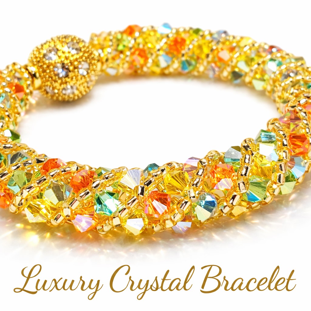 Multicolor Swarovski Beaded Bracelet, Luxury Sparkle Jewelry, Handmade Statement Bracelet, Gift for Her
