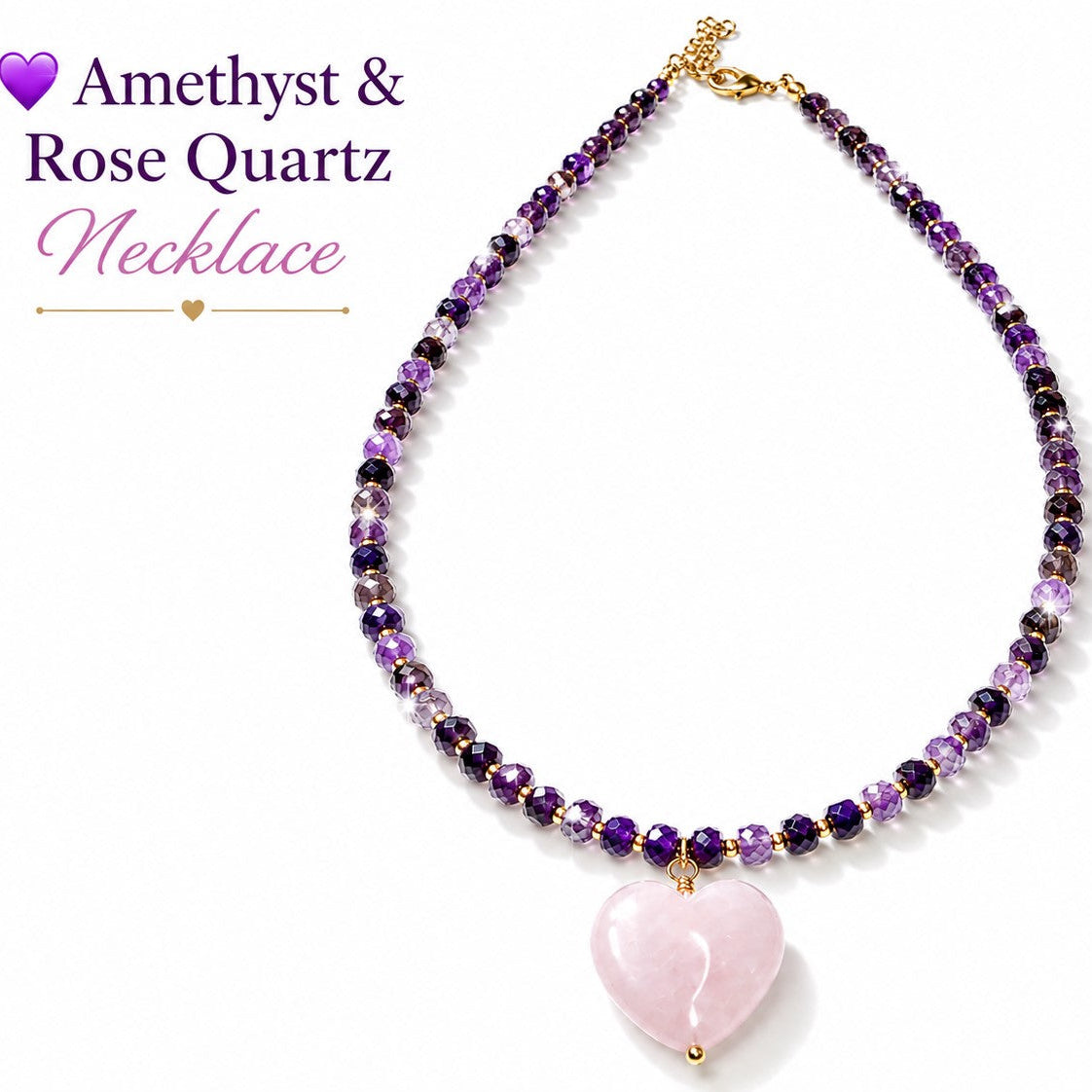 Amethyst & Rose Quartz Heart Necklace