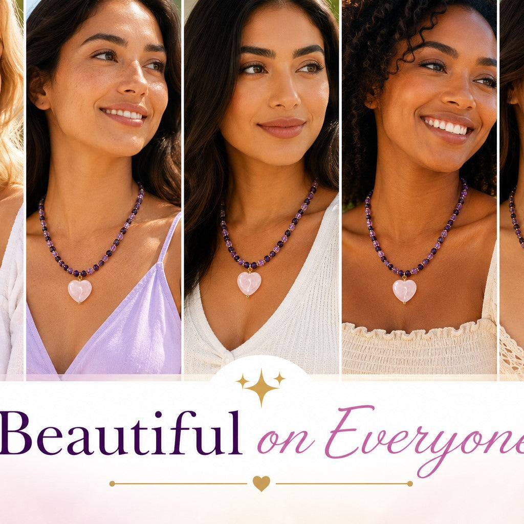 Amethyst & Rose Quartz Heart Necklace