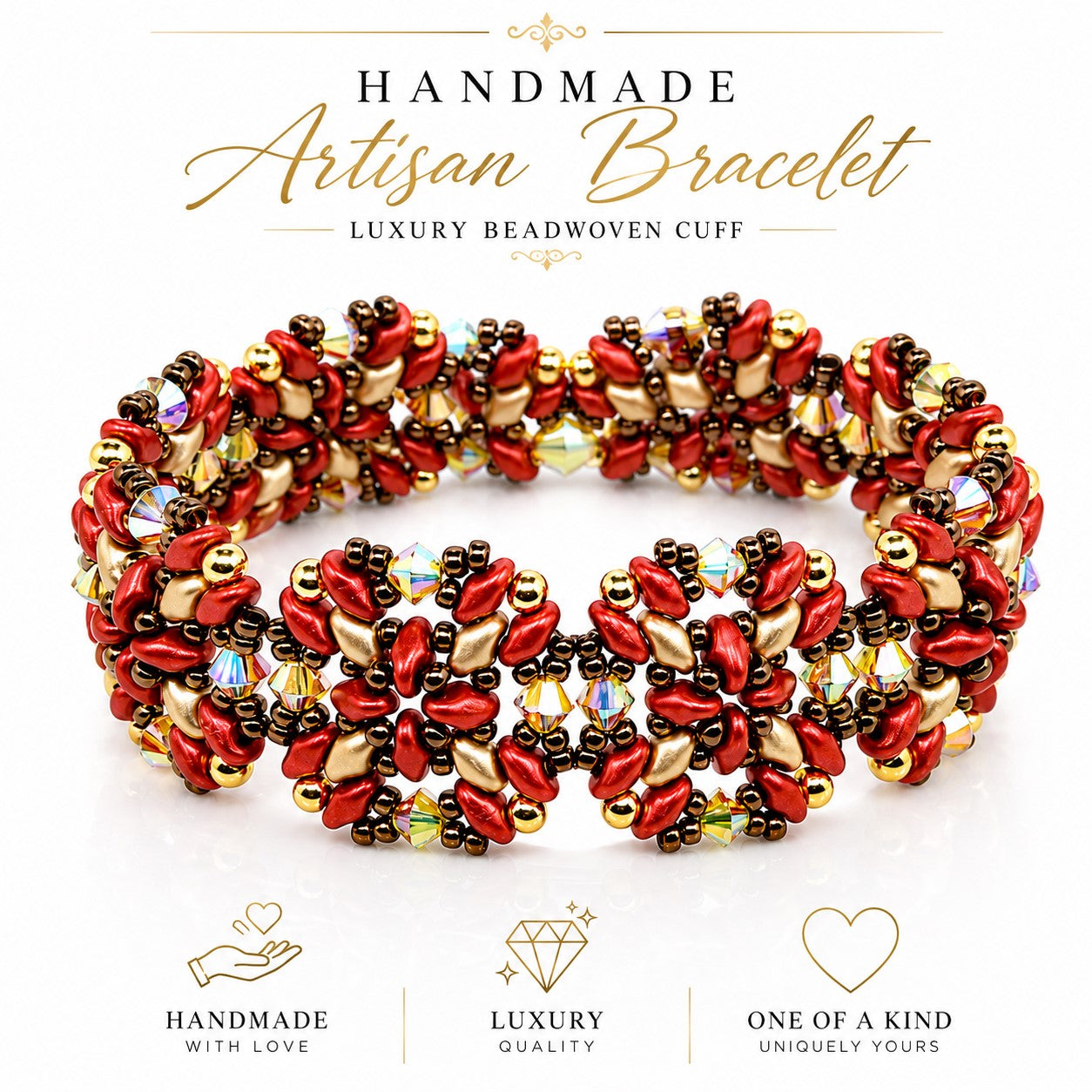 Red Gold Beaded Bracelet