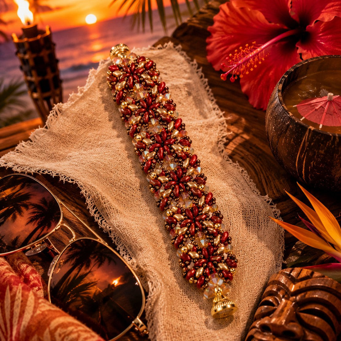 Red Gold Beaded Bracelet