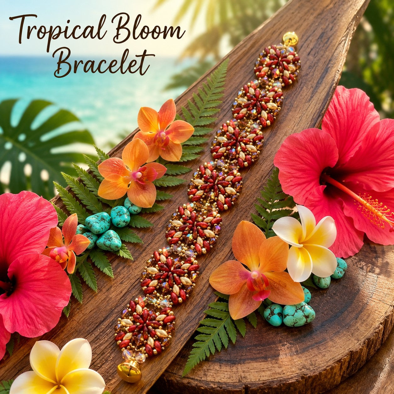 Red Gold Beaded Bracelet