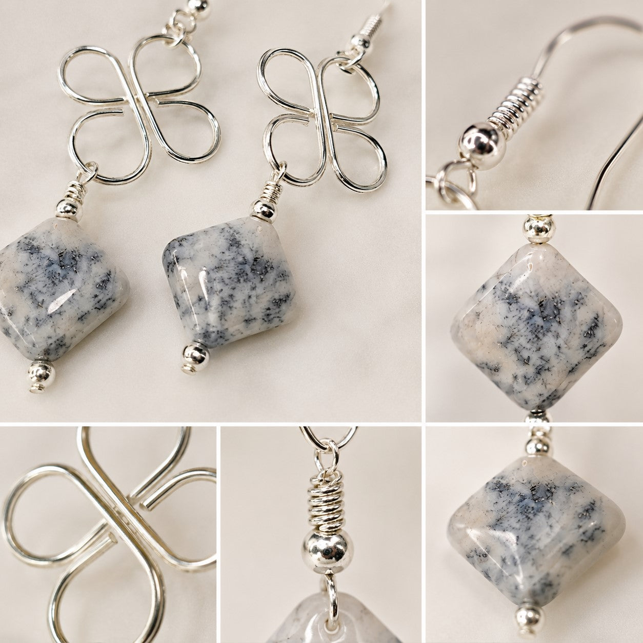 Amethyst Sage Agate Earrings, Handmade Silver Wire Earrings, Natural Stone Dangle Earrings, Artisan Jewelry Gift for Her