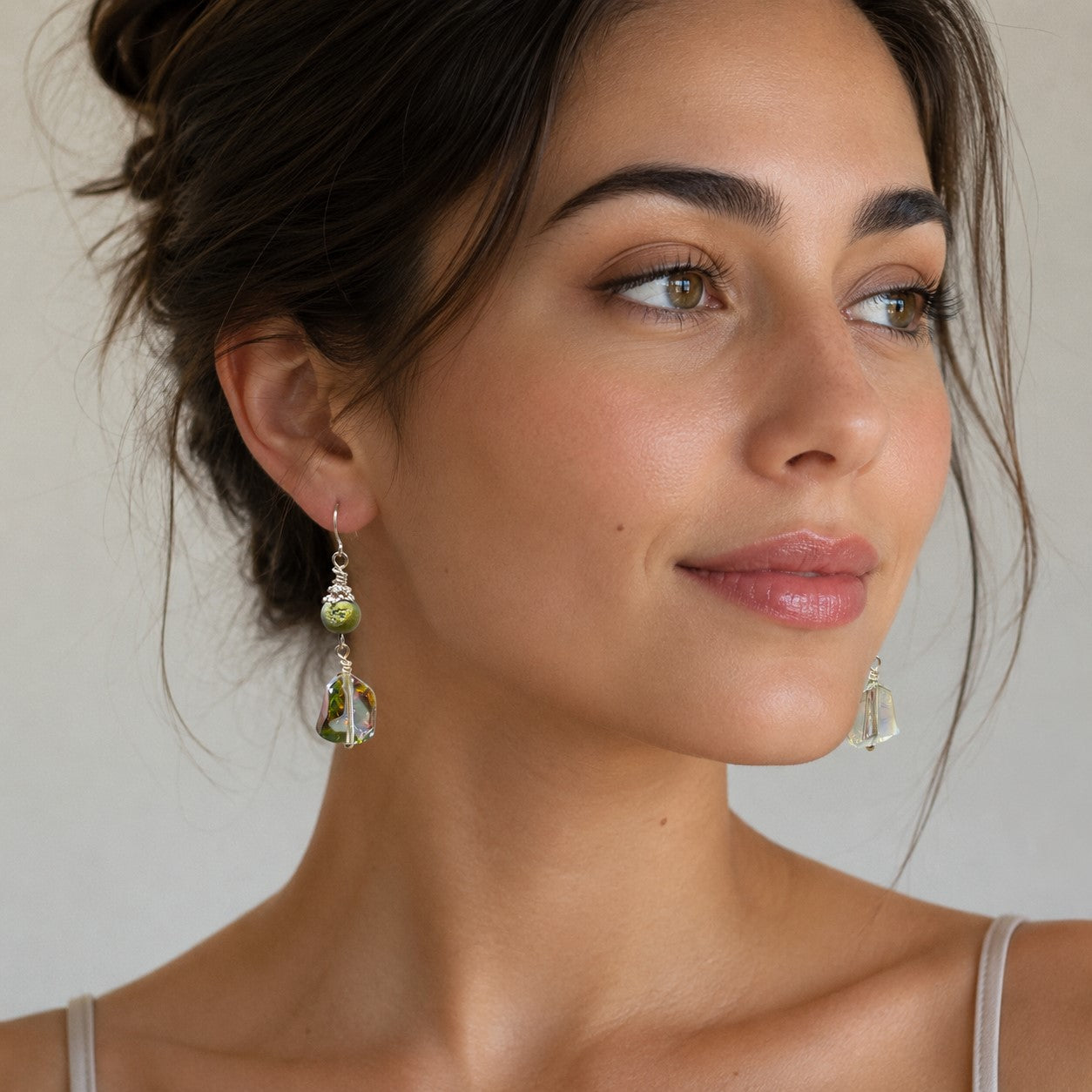 Iridescent Glass Drop Earrings | Handmade Artisan Dangle Earrings | Mermaidcore Jewelry | Ethereal Boho Earrings | Unique Gift for Her