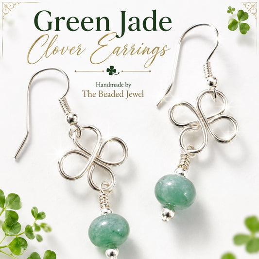 Green Jade Clover Earrings
