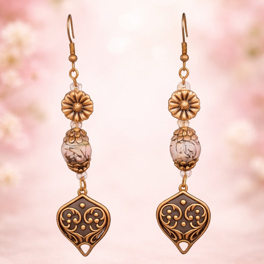 Boho Heart Dangle Earrings