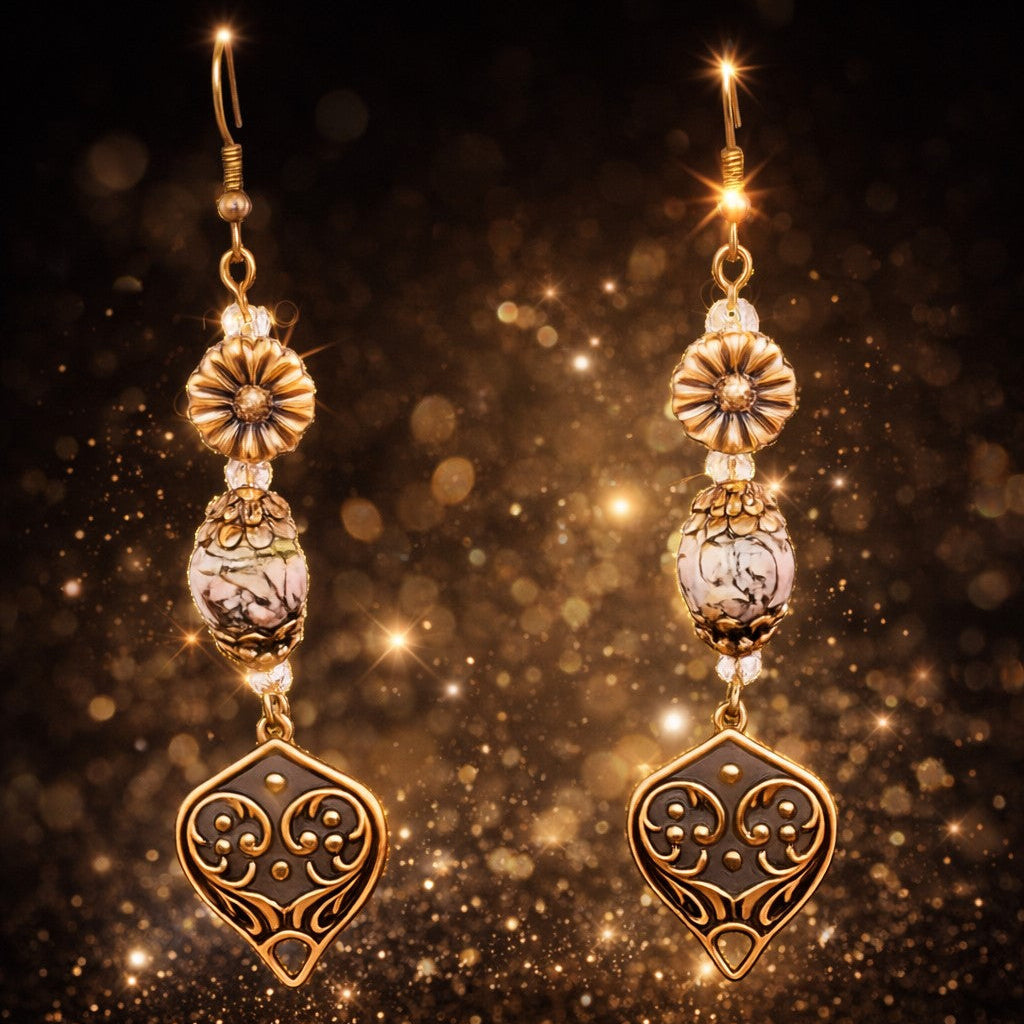 Boho Heart Dangle Earrings