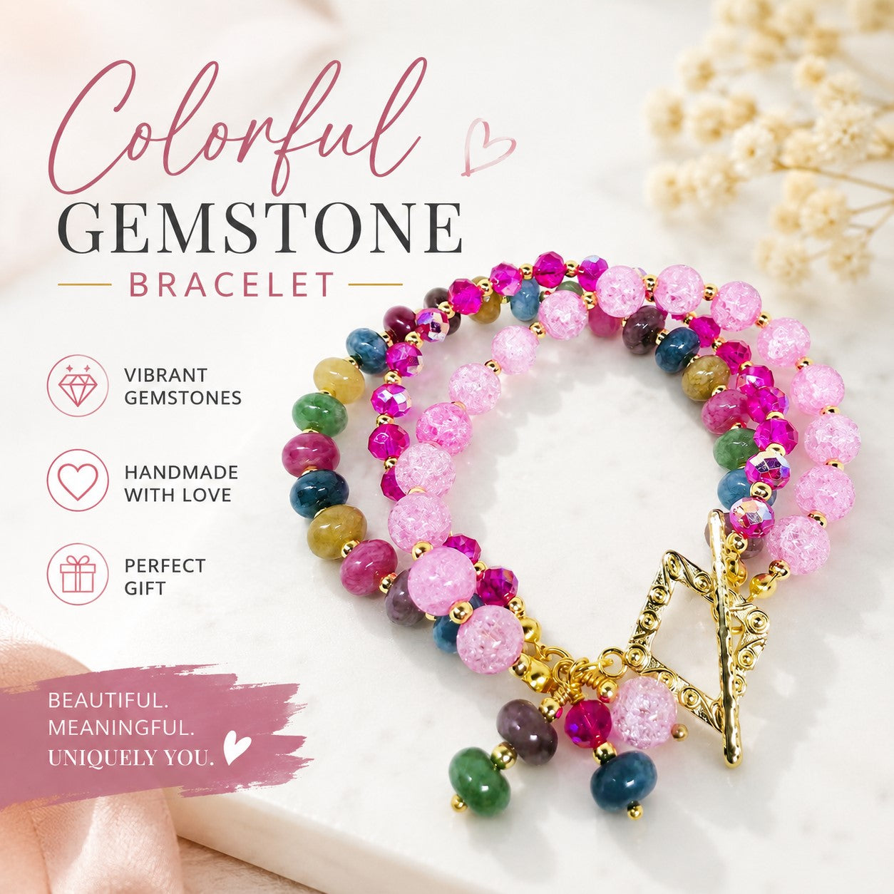 Handmade Jade Gemstone Wrap Bracelet