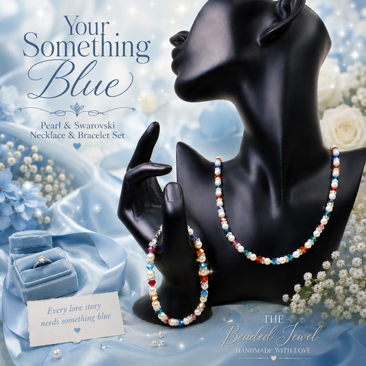 Handmade Wedding Jewelry • Something Blue Bridal Set • Swarovski Crystal Pearl Jewelry