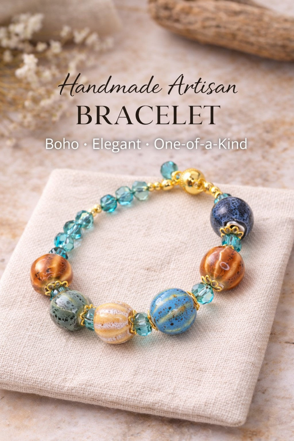 Pumpkin Charm and Crystal Fall Beaded Bracelet, Bracelet with Pumpkin Charms Crystal Bracelet