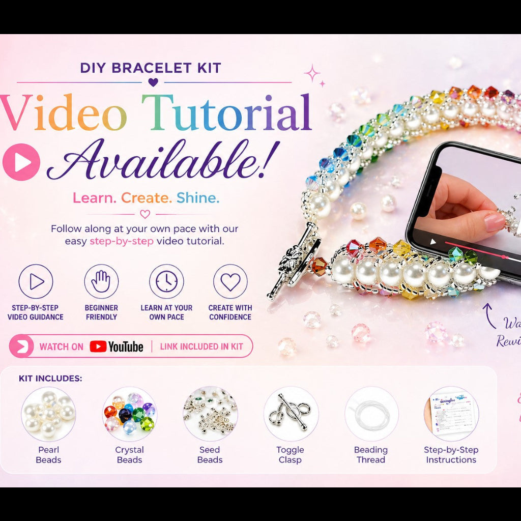 Flat Spiral Bracelet Kit, Multi Rainbow Crystal and Glass Pearl Beaded Bracelet Kit, Beaded Bracelet Beadweaving Kit, Bracelet Making Kit