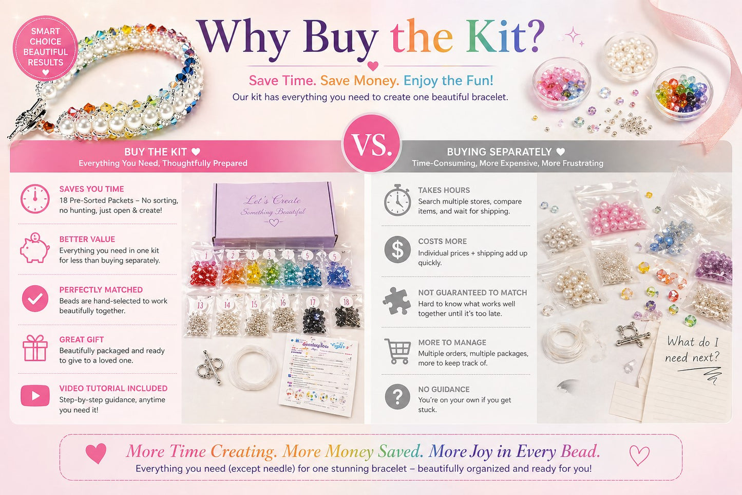 Flat Spiral Bracelet Kit, Multi Rainbow Crystal and Glass Pearl Beaded Bracelet Kit, Beaded Bracelet Beadweaving Kit, Bracelet Making Kit