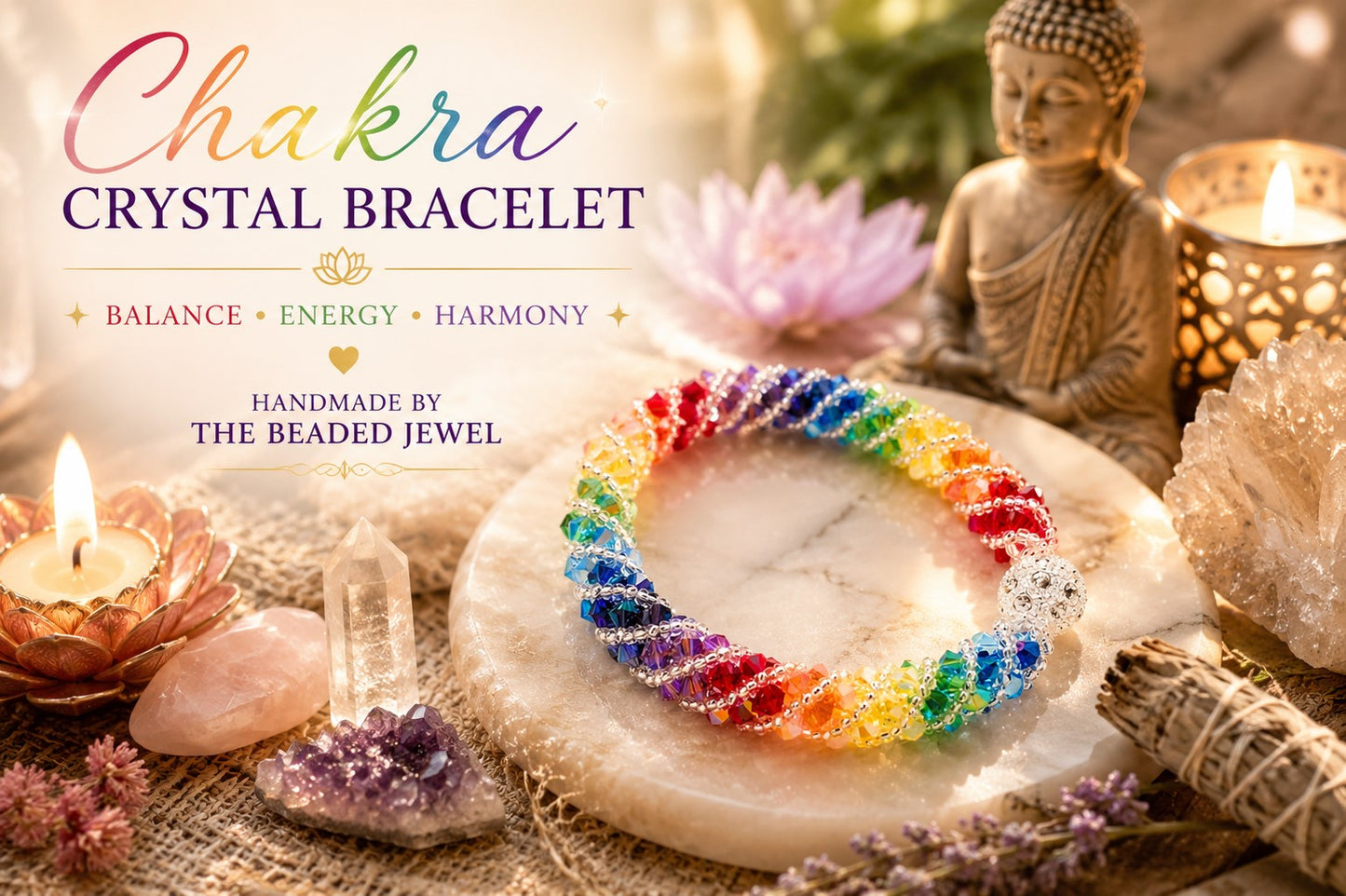 Rainbow Spiral Rhinestone Crystal 7 Chakra Statement Bracelet, Statement Jewelry, Crystal Bracelet, Handmade Chakra Bracelet