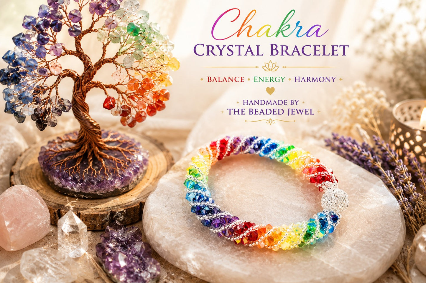 Rainbow Spiral Rhinestone Crystal 7 Chakra Statement Bracelet, Statement Jewelry, Crystal Bracelet, Handmade Chakra Bracelet
