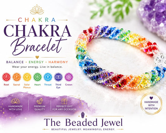 Rainbow Spiral Rhinestone Crystal 7 Chakra Statement Bracelet, Statement Jewelry, Crystal Bracelet, Handmade Chakra Bracelet