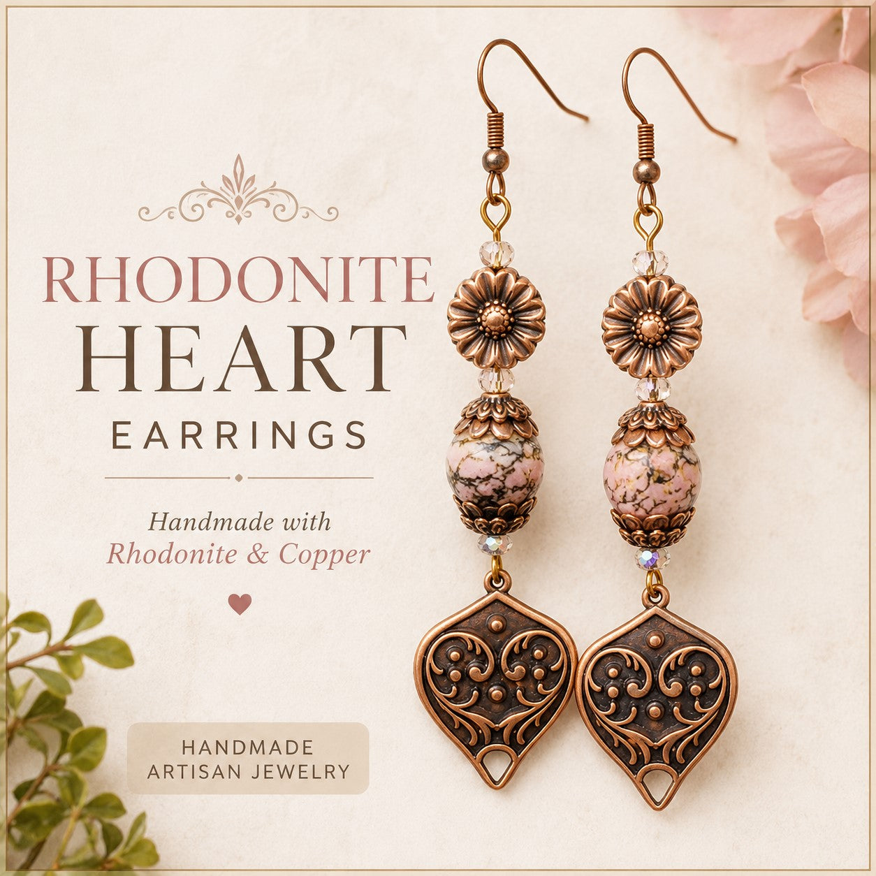 Boho Heart Dangle Earrings