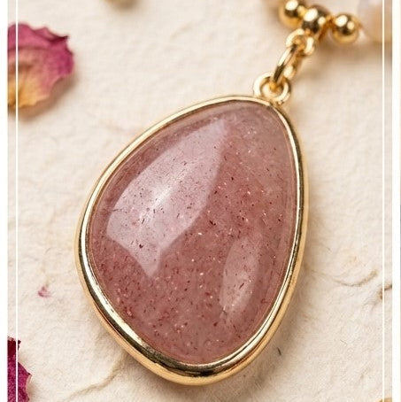 Strawberry Quartz Jewelry Necklace Set
