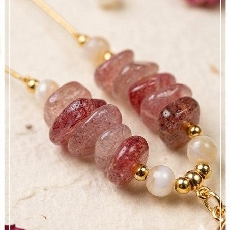 Strawberry Quartz Jewelry Necklace Set