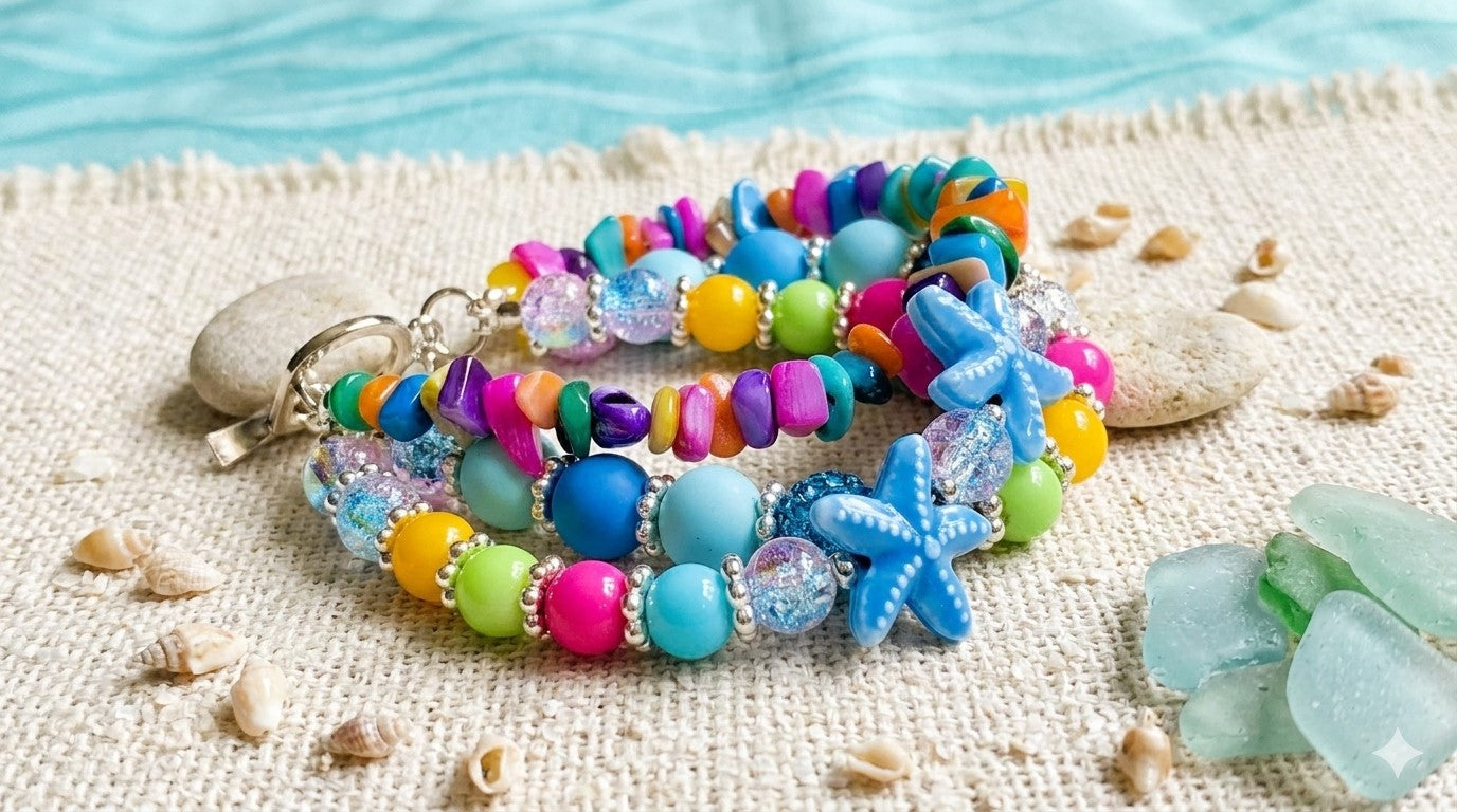 Tropical Starfish Paradise Bracelet – Colorful Beach-Inspired Beaded Jewelry