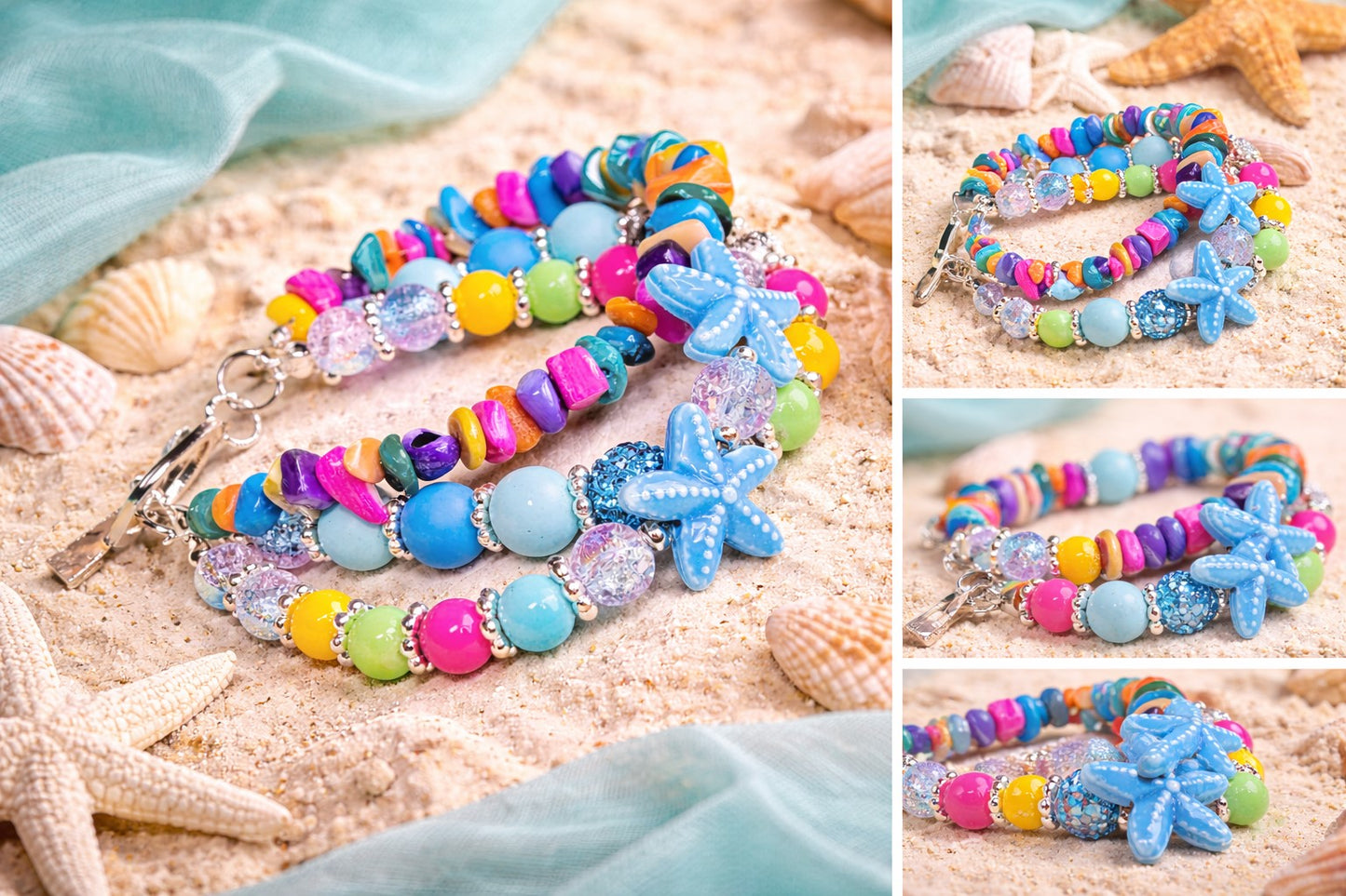 Tropical Starfish Paradise Bracelet – Colorful Beach-Inspired Beaded Jewelry