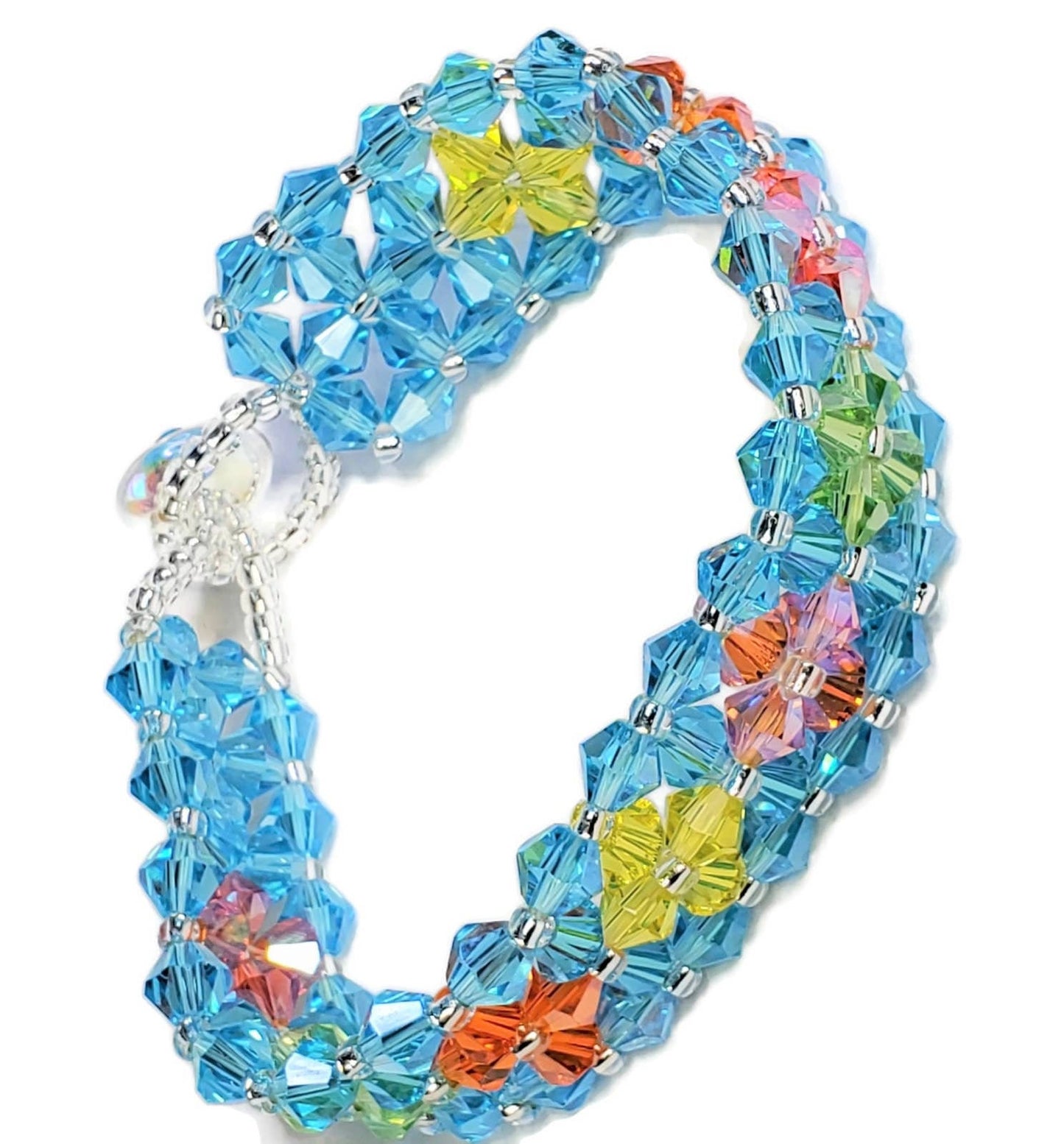 Crystal Bracelet Blue Crystal Bracelet Blazing Bicones Preciosa Crystal Bracelet Blue Multi Color Add a pop of color to your outfit