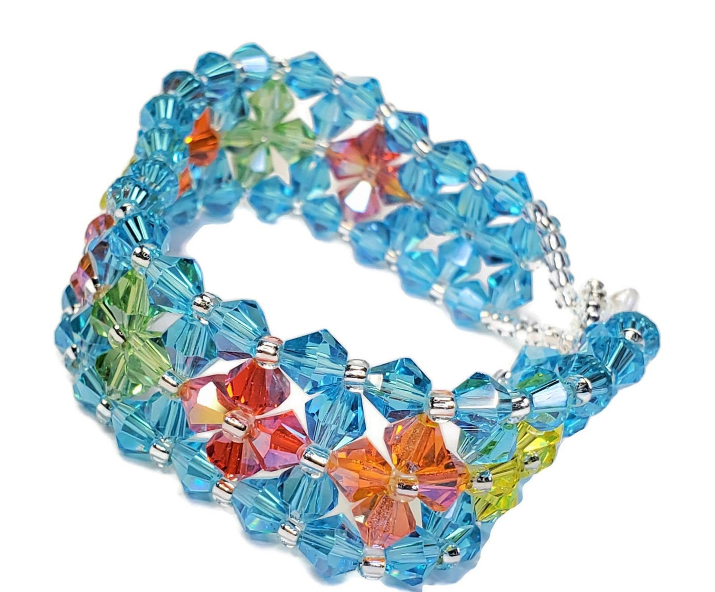 Crystal Bracelet Blue Crystal Bracelet Blazing Bicones Preciosa Crystal Bracelet Blue Multi Color Add a pop of color to your outfit