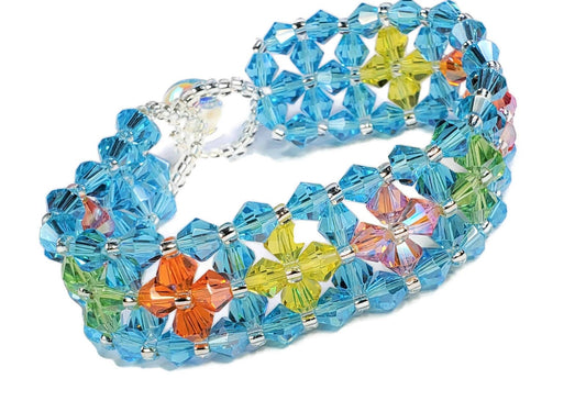 Crystal Bracelet Blue Crystal Bracelet Blazing Bicones Preciosa Crystal Bracelet Blue Multi Color Add a pop of color to your outfit