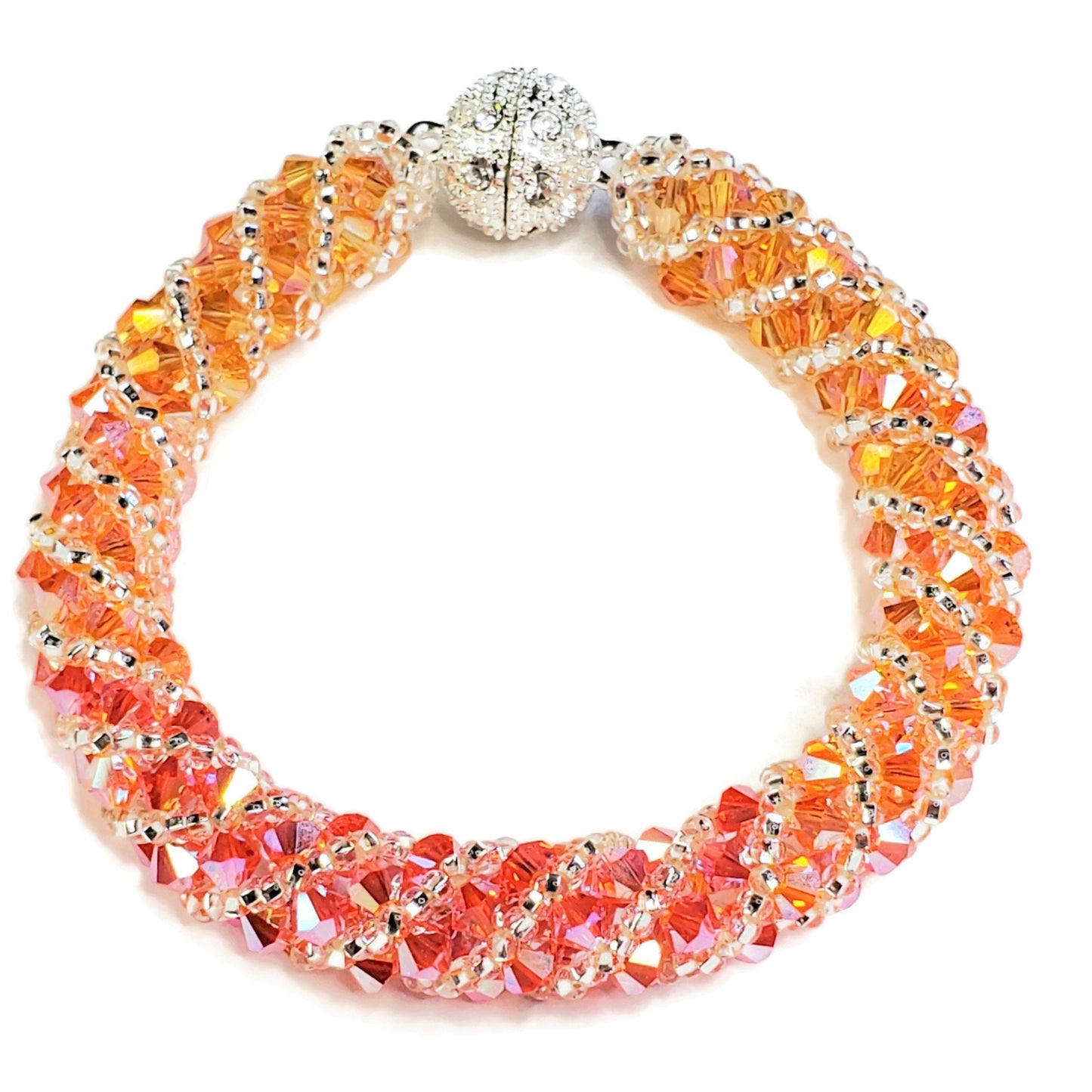 Crystal Bracelet Orange Peach Preciosa Crystal Spiral Bracelet