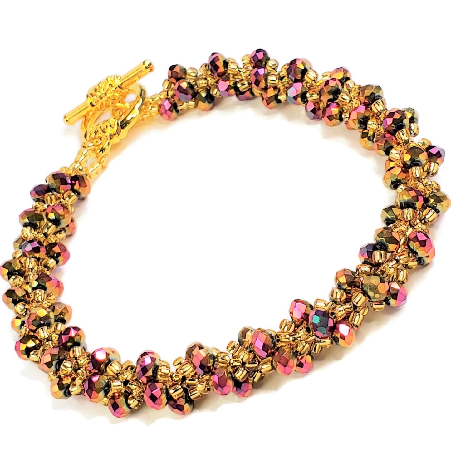 Crystal Bracelet Crystal Fall Color Beaded Spiral Bracelet Fall Colors Bracelet Handmade Jewelry Spiral Beaded Bracelet Jewelry Trend