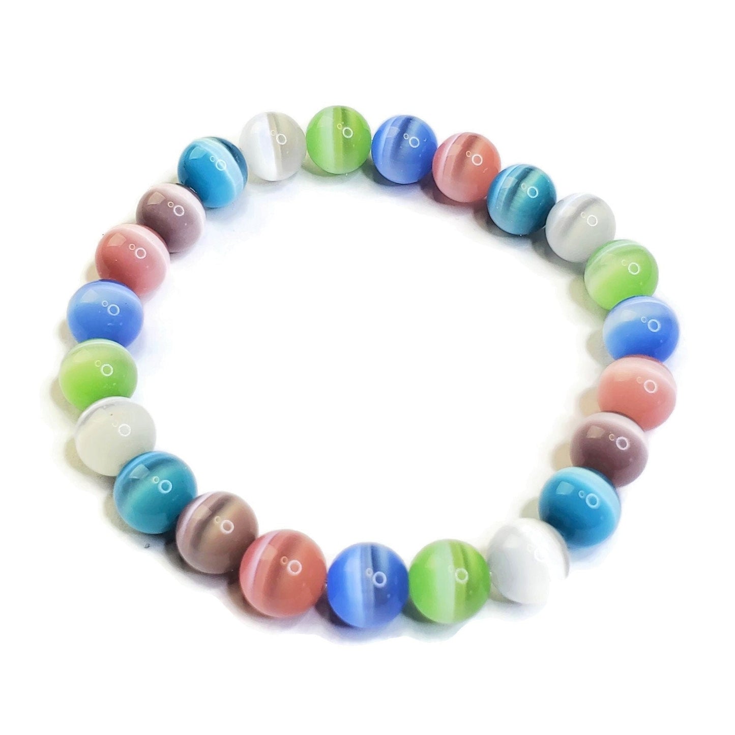Cats Eye Beaded Bracelet Stretch Bracelet Beaded Jewelry
