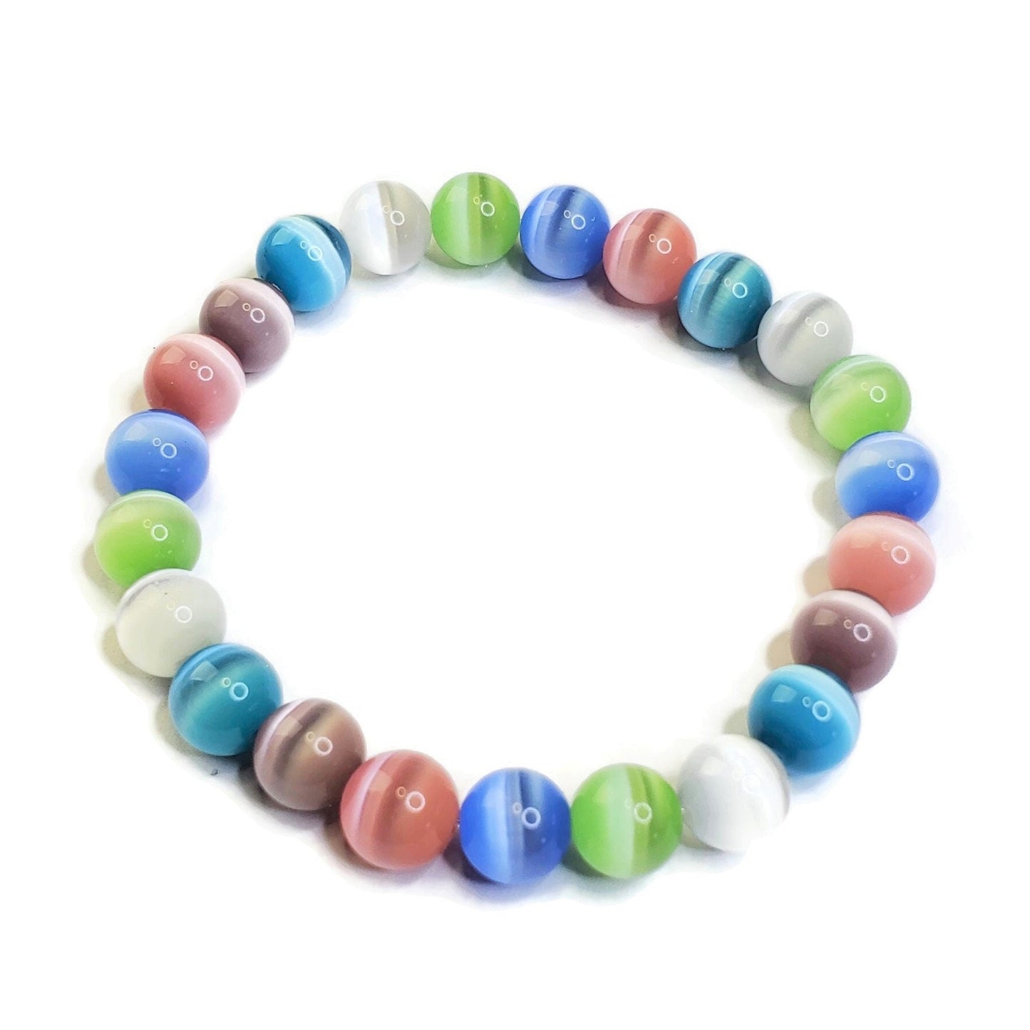 Cats Eye Beaded Bracelet Stretch Bracelet Beaded Jewelry