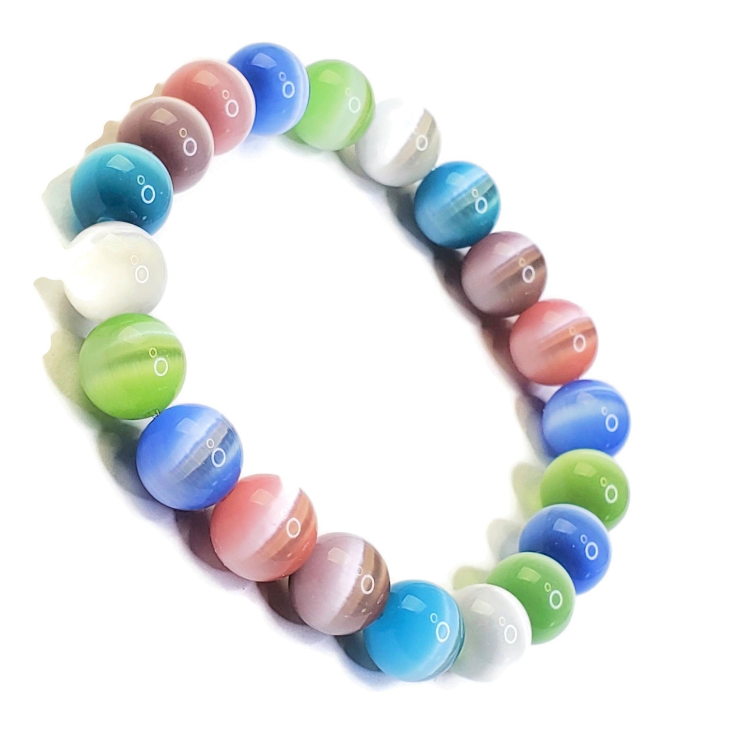 Cats Eye Beaded Bracelet Stretch Bracelet Beaded Jewelry