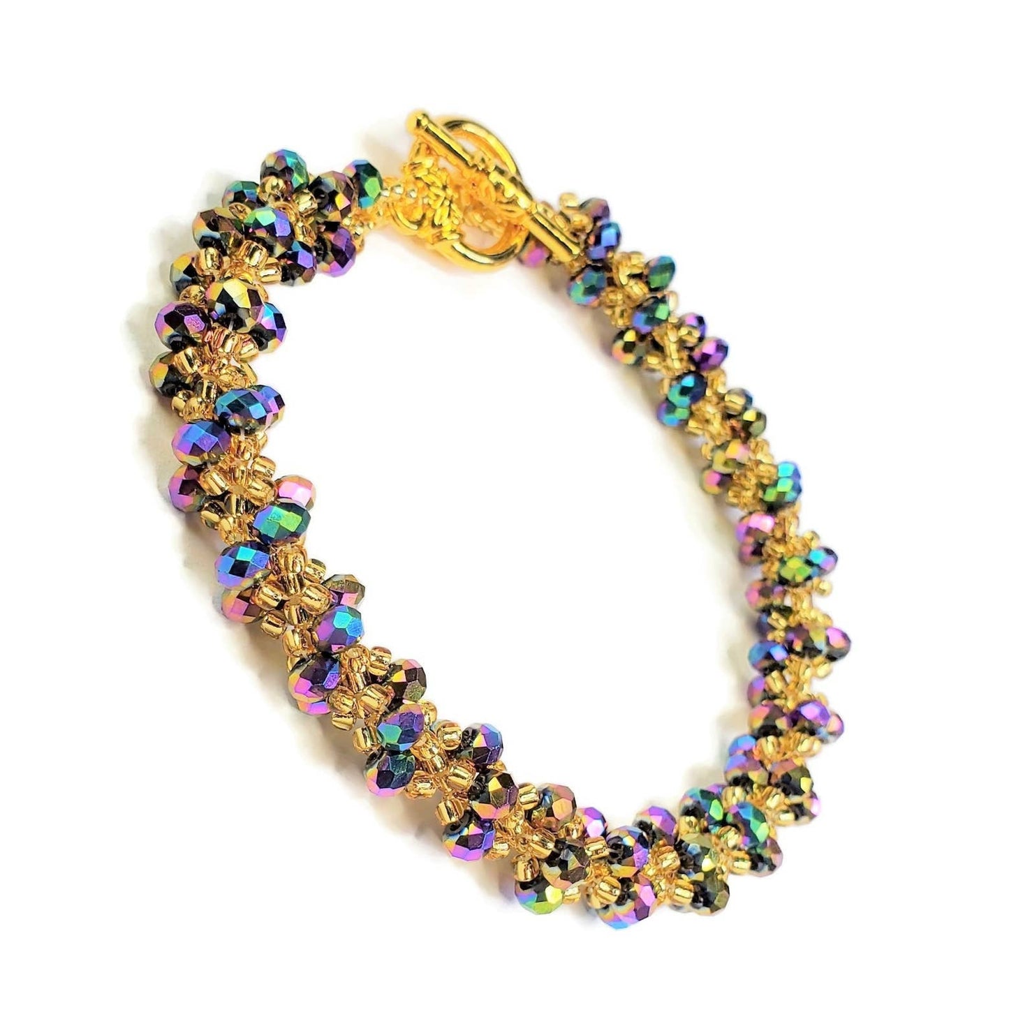 Crystal Beaded Bracelet Crystal Bracelet Handmade Jewelry Spiral Beaded Bracelet