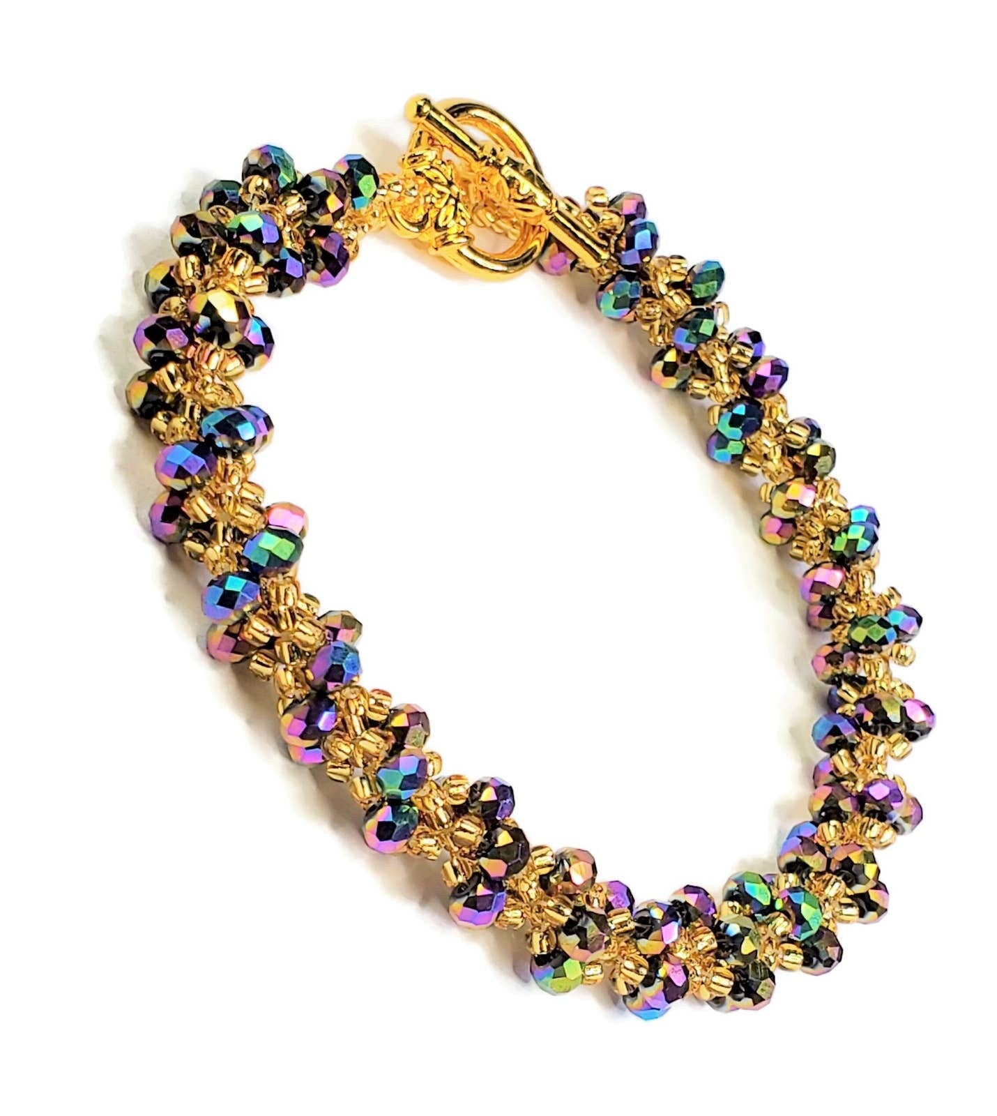 Crystal Beaded Bracelet Crystal Bracelet Handmade Jewelry Spiral Beaded Bracelet