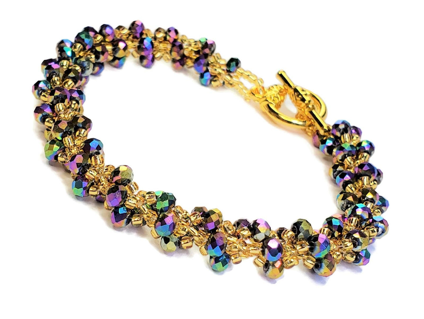 Crystal Beaded Bracelet Crystal Bracelet Handmade Jewelry Spiral Beaded Bracelet