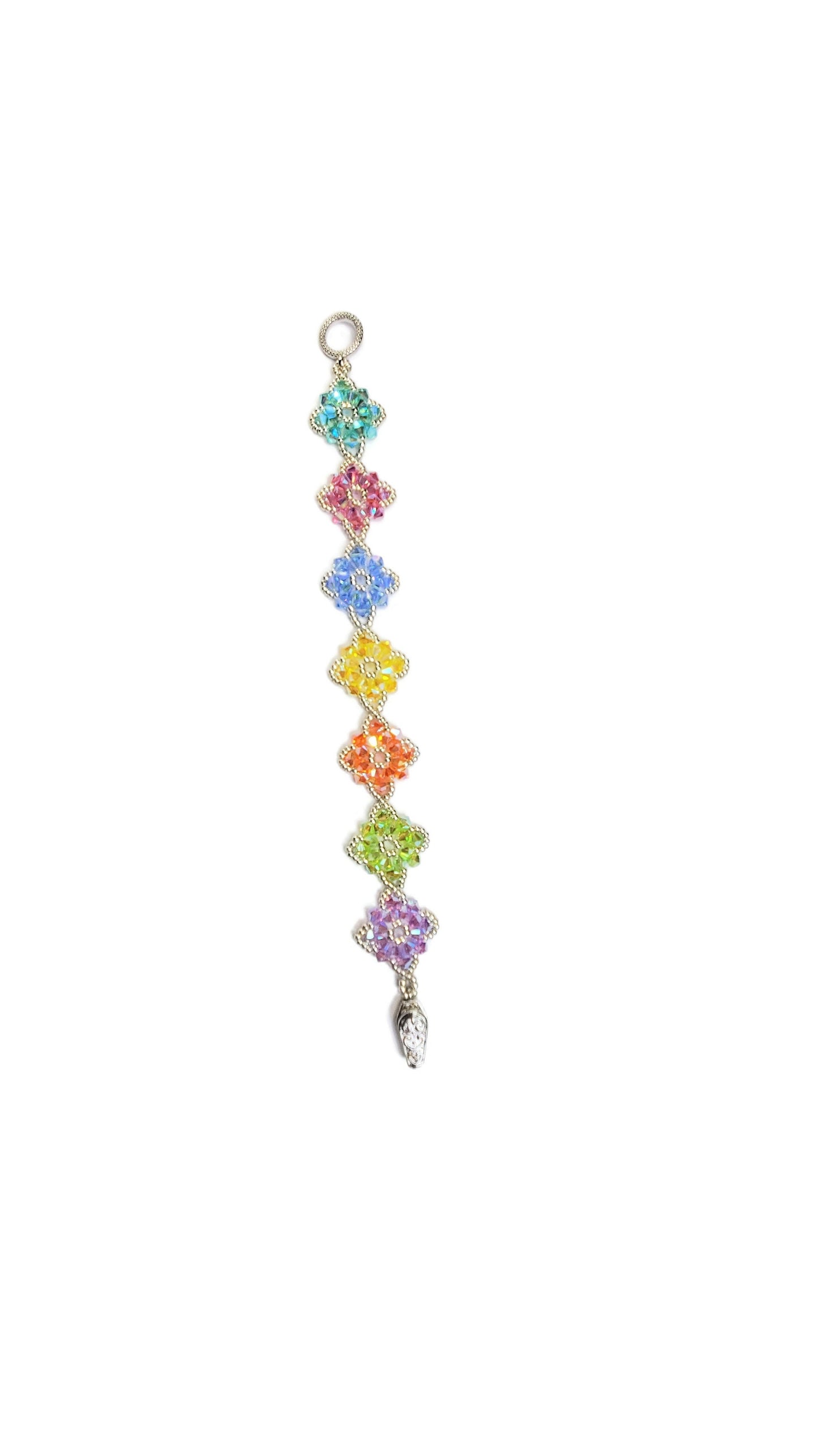 Beautiful Rainbow  Handmade Crystal Beaded Link Bracelet