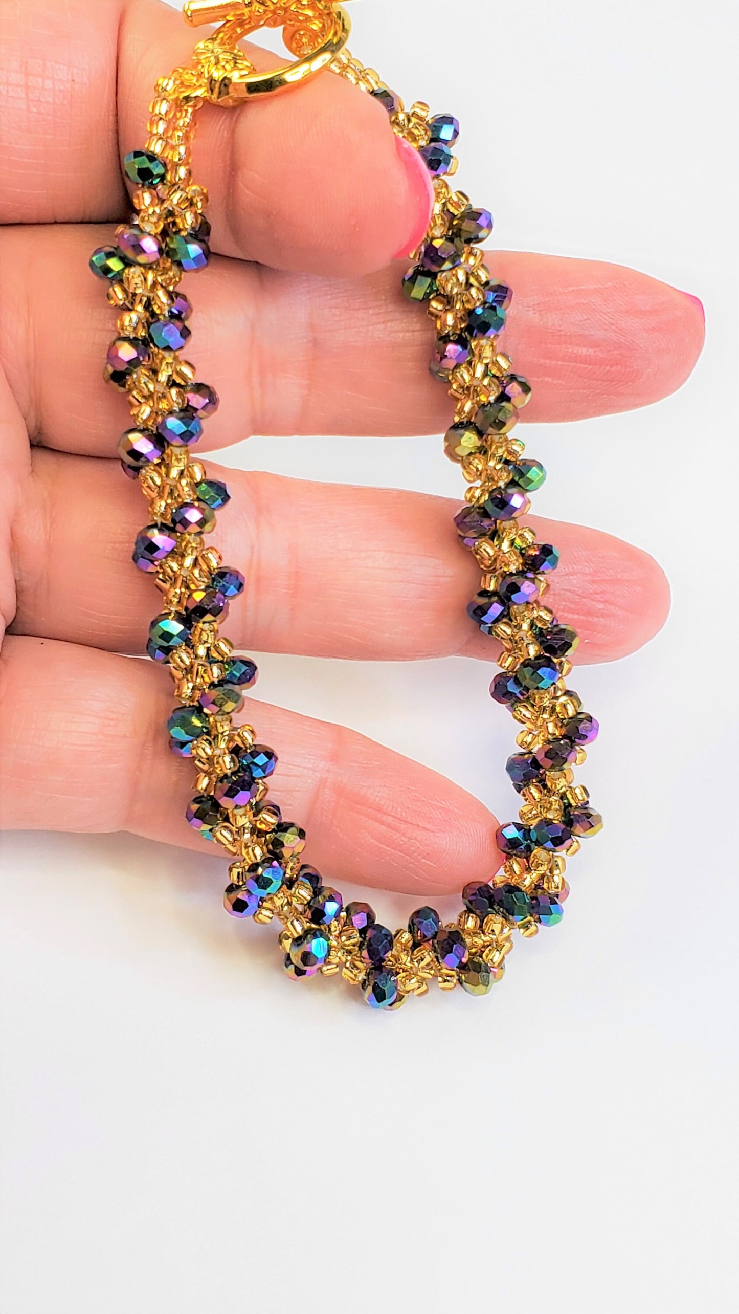 Crystal Beaded Bracelet Crystal Bracelet Handmade Jewelry Spiral Beaded Bracelet