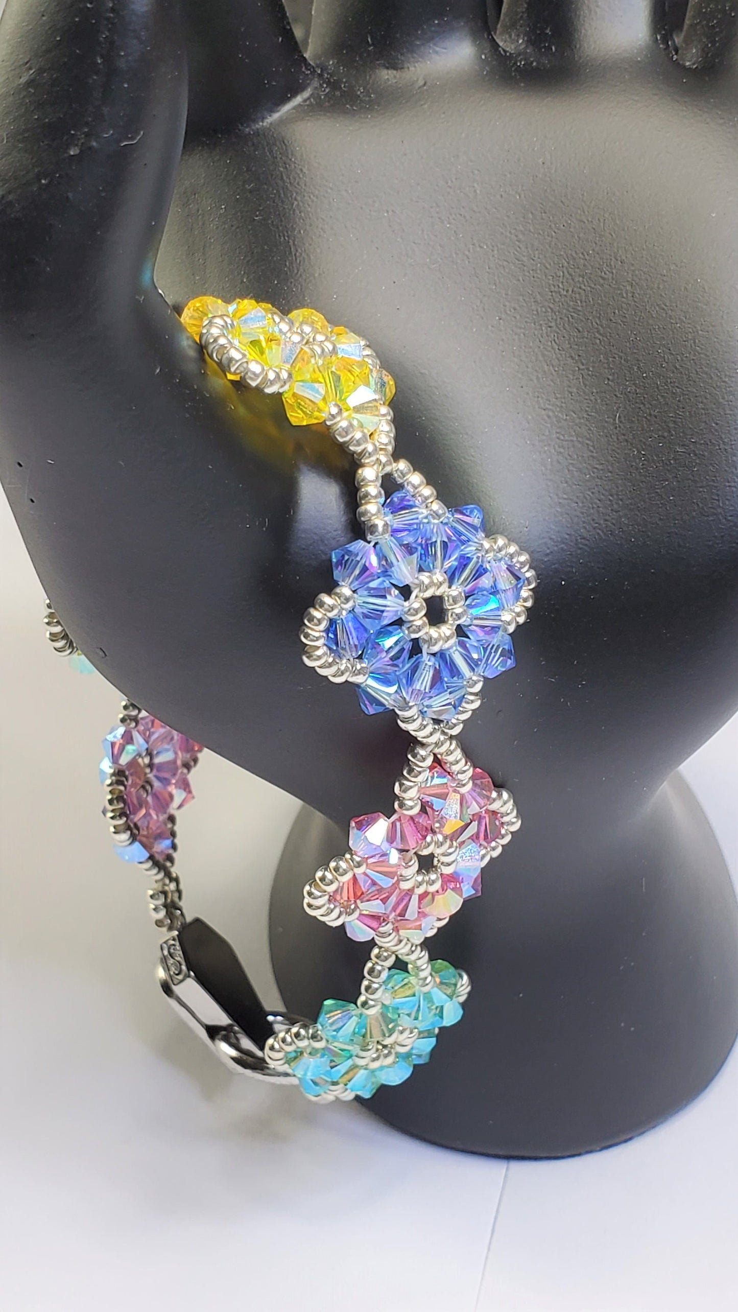 Beautiful Rainbow  Handmade Crystal Beaded Link Bracelet